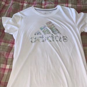 white adidas shirt short sleeve shirt